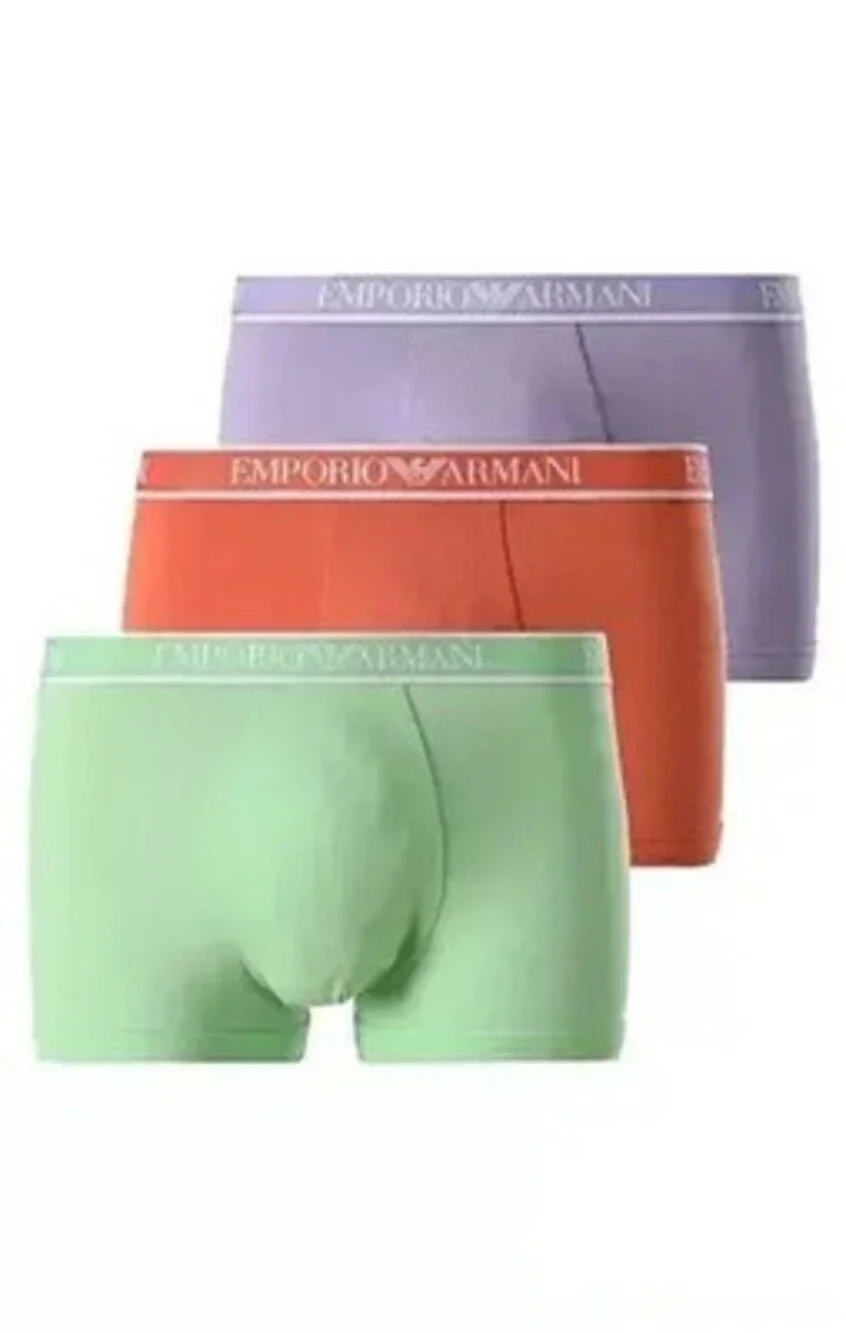 Emporio Armani Pack of 3 Soft Stretch Cotton Logo Trunks Men's XL Multicolor